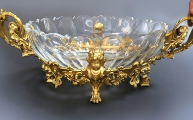 19th C. French Figural Bronze & Baccarat Centerpiece
