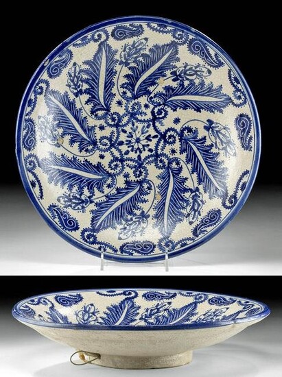 19th C. Moroccan Pottery Dish Blue & White, ex-Museum