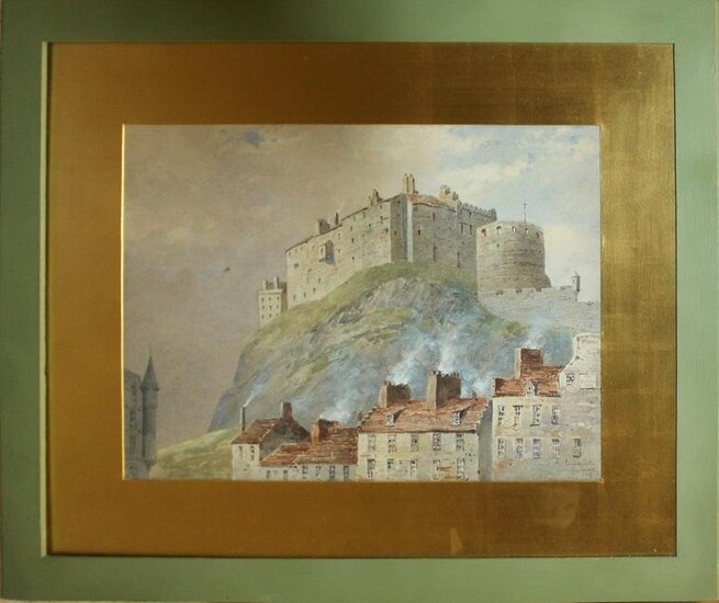 19th c Watercolor of Edinburgh Castle
