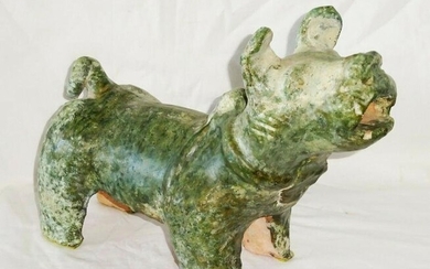 2000 Year Old Chinese Han Green Glaze Dog Sculpture