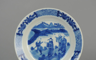 Porcelain Plate , scholarsin Landscape,Chenghua Marked - China - Kangxi period, 18th c