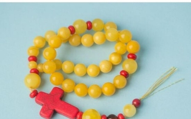 22 g. rosary (mala) from Baltic amber white beads imam