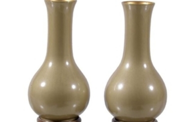 Two Chinese lacquered wood Shen Shao An style vases, of