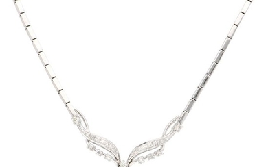 14 kt. White gold - Necklace - 1.12 ct Diamond - Sapphire