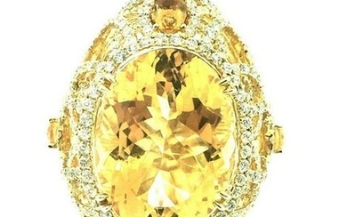 28.95 ct Citrine and Diamond Dome Cocktail Ring in 18k