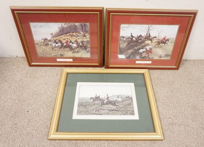3 HUNT PRINTS, 2 BY GEORGE WRIGHT
