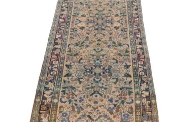 3'4 x 9'11 Hand-Knotted Persian Lilihan Carpet Runner, 1970s