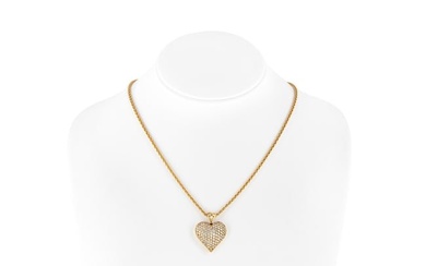 3.50 Carat Diamond 18K Gold Heart Pendant Necklace