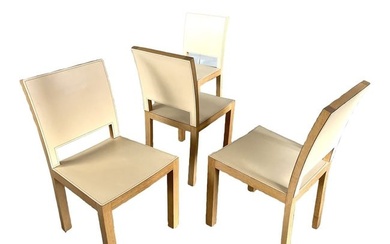 (4) MODERN STLE DINING CHAIRS W/ LEATHER