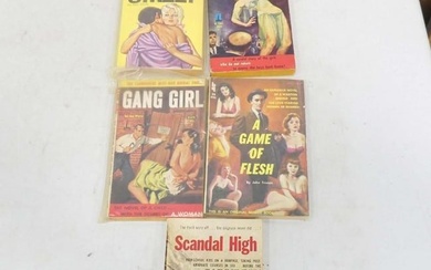5 Vintage Pulp Fiction Novels incl Jungle Street, Burlesque Girl, Gang Girl