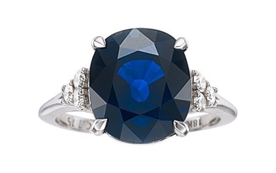 55179: Sapphire, Diamond, White Gold Ring Stones: Cush