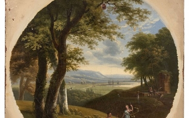Jean-Victor Bertin Paris, 1767 - 1842 Diane et Méléagre dans un paysage classique