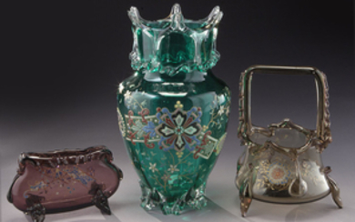 (3) Auguste Jean glass vases
