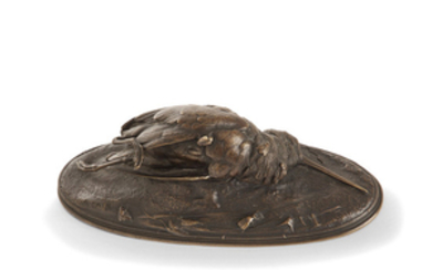 AUGUSTE NICOLAS CAIN (1822-1894) Bcasse Woodcock Bronze with brown patina;...
