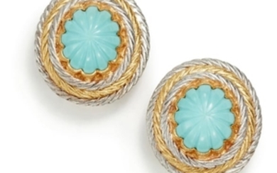 Buccellati, A Pair of Gold and Turquoise 'Oro Collection' Earrings