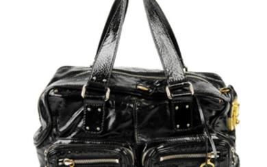 CHLOÉ - a black patent leather Betty handbag.
