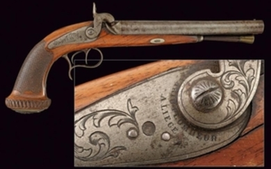 A DOUBLE BARRELLED PERCUSSION PISTOL BY N. VIVARIO