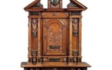 A FRENCH MARBLE-INLAID WALNUT MEUBLE A DEUX CORPS, 19TH CENTURY