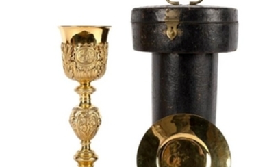 A French silver gilt chalice and paten, Jean Baptiste