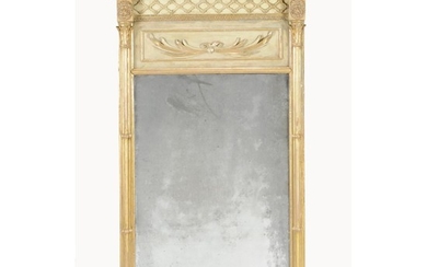 A George III green painted and parcel gilt wall mirror
