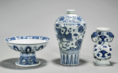 Group of Three Chinese Blue & White Porcelains