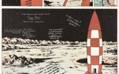 ON A MARCHÉ SUR LA LUNE Lithographie signée par les astronautes américains