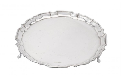 A silver shaped circular salver by Duncan & Scobbie