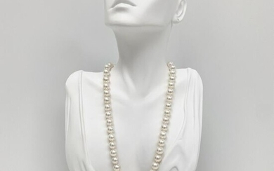 9-9.5mm Akoya Pink Overtones Round Pearl Necklace with
