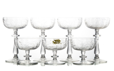 14 etched crystal champagnes & 14 sherbets