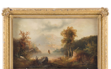 Johnson. Autumnal River Landscape, oil on canvas