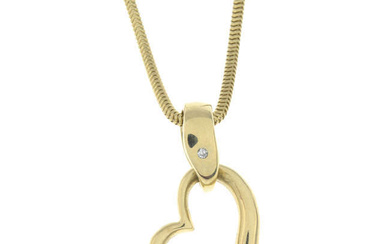 9ct gold diamond pendant & chain