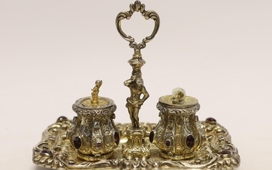 A 19th century Austrian embossed gilt white metal and multi ...