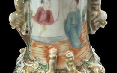 A 19th century Chinese Canton Famille Rose porcelain vase decorated...