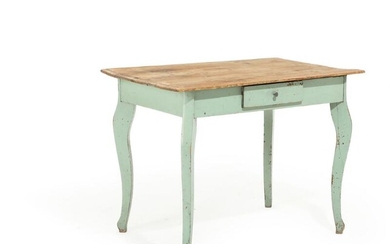 SOLD. A 19th century partly painted wood desk, front with one drawer. H. 77. L....