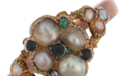 A 19th century split pearl stone set sweetheart ring, appare...