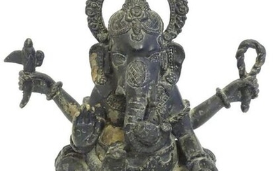 A 19thC bronze model of the Hindu deity Ganesh with