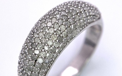 A 9K White Gold (tested) Pave Diamond Band Ring....