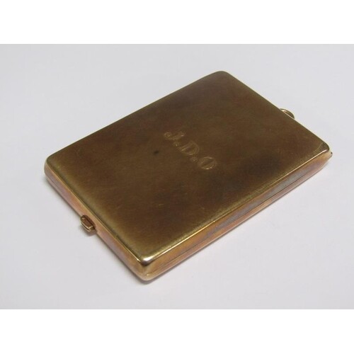 A 9ct gold paper match vesta case hinged and folding, 32g, 4...