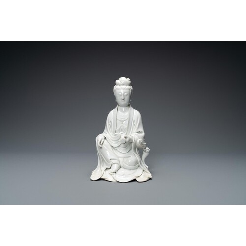 A Chinese Dehua blanc de Chine figure of Guanyin, Boji Yuren...