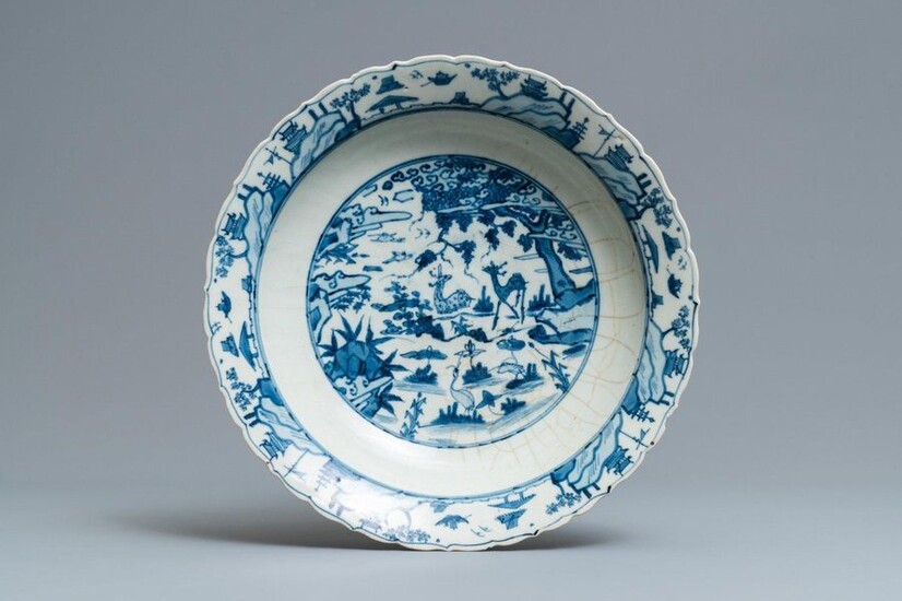 A Chinese blue and white Swatow dish with...
