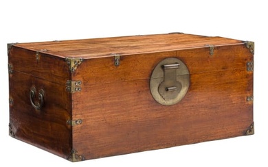 A Chinese brass-mounted storage chest, 19th century