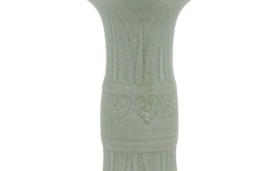 A Chinese celadon glazed porcelain Gu vase