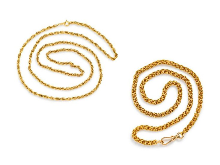 A Collection of 14 Karat Yellow Gold Necklaces