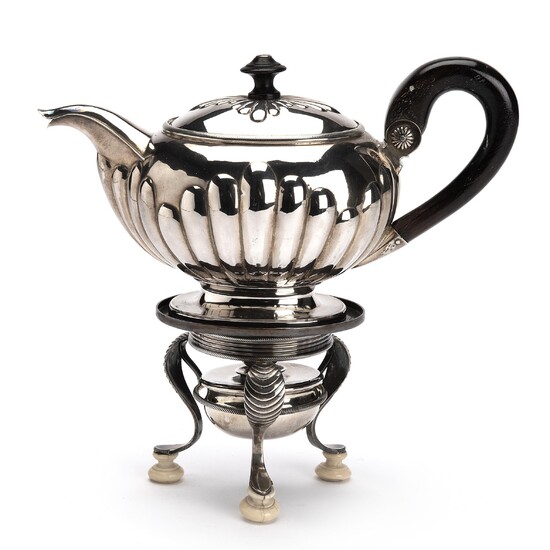 A Dutch silver teapot and burner