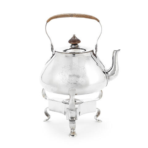 A George II silver kettle on stand
