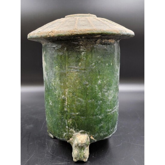 A Green-Glazed Granary Jar, Han Dynasty 2 Of 3