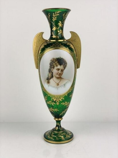 A LARGE 19TH C. MOSER GLASS VASE