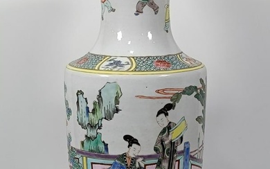 A Large Chinese Famille-Rose Porcelain Vase with Figures Story