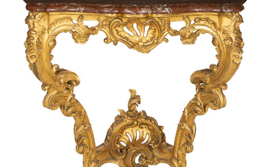 A Louis XV Giltwood and Marble Top Console Table