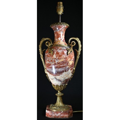 A Louis XVI Revival ormolu mounted Breccia Pernice marble ov...